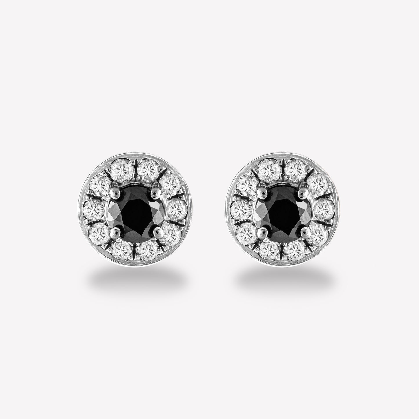 18K White Gold Black and White Diamond Earrings