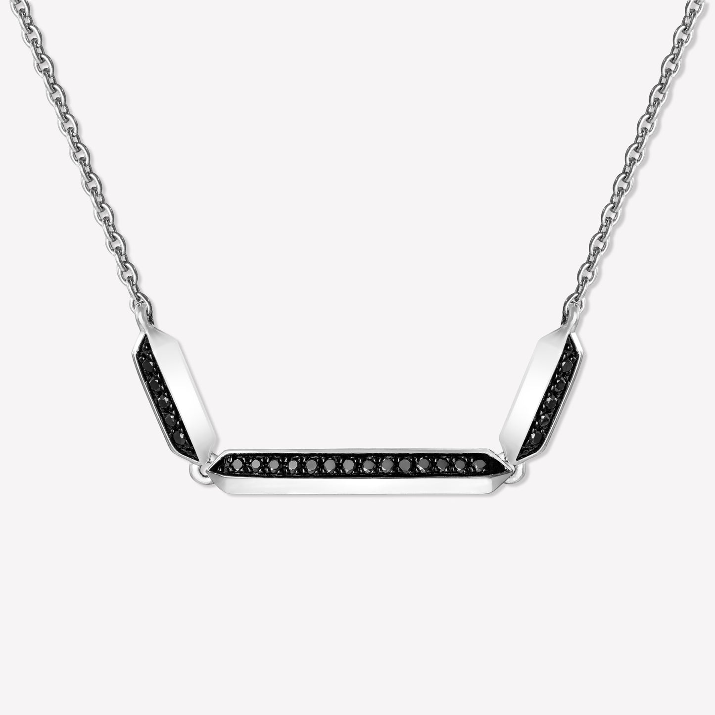 Hexagon 18K White Gold Black Diamond Bracelet