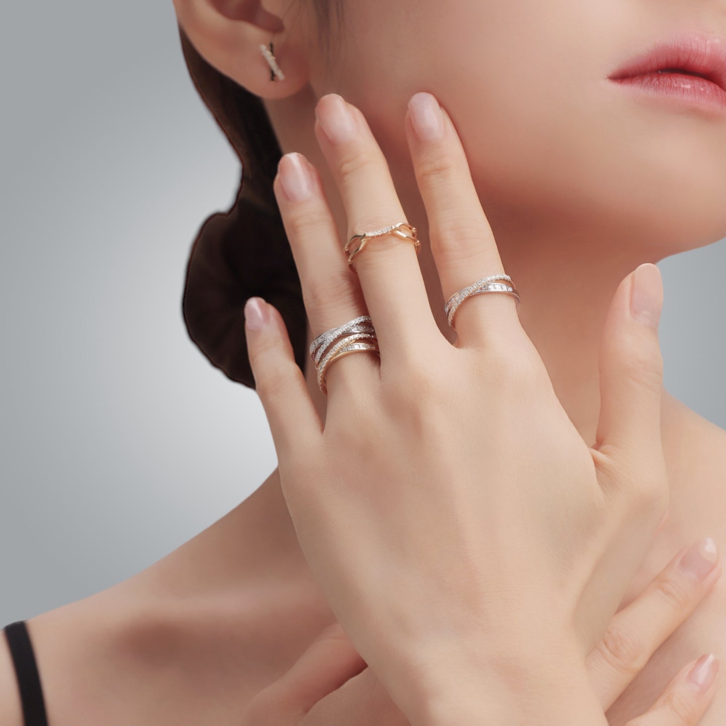 Galaxy 18K White & Yellow Gold White Diamond Ring