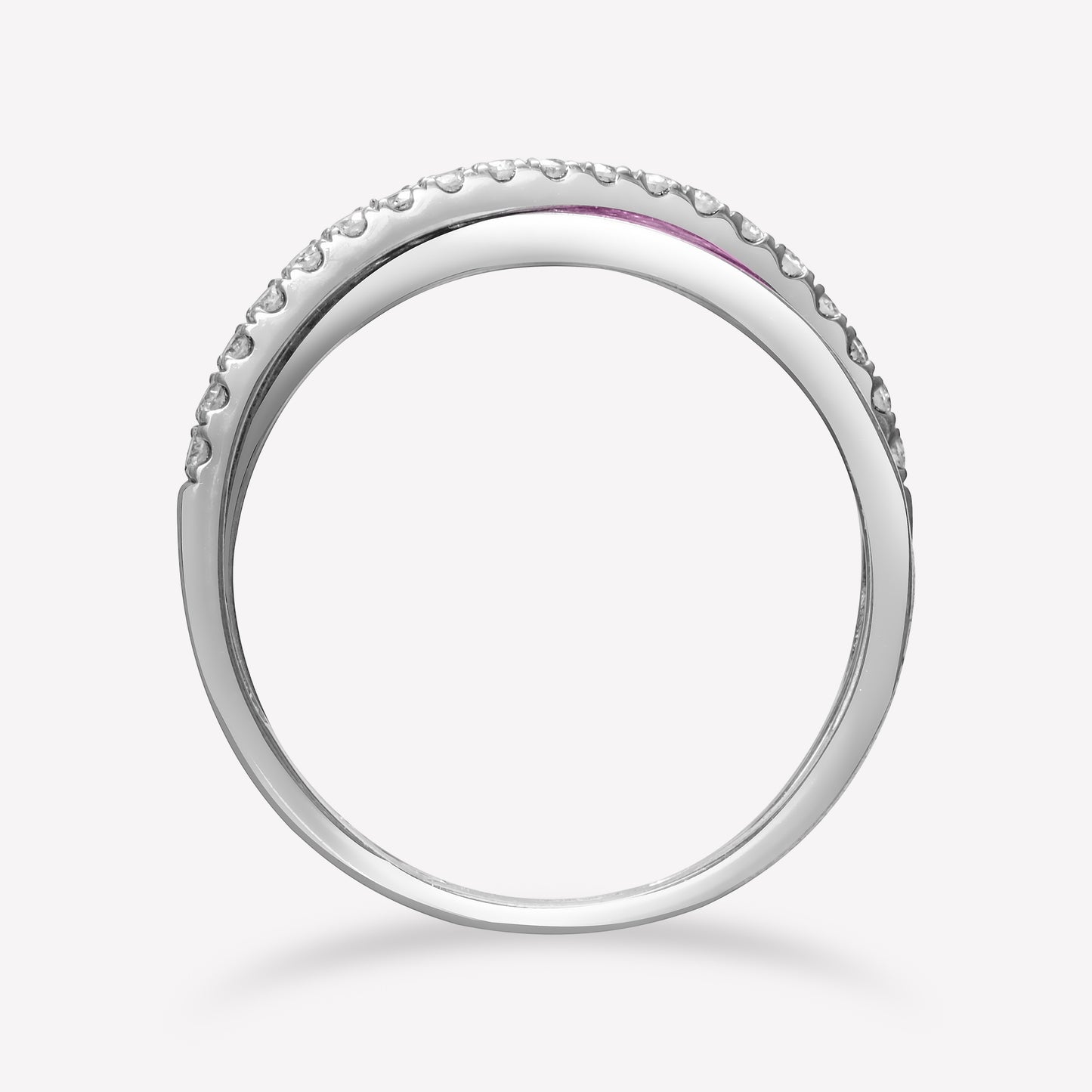 Galaxy 18K White Gold White Diamond & Pink Sapphire Ring