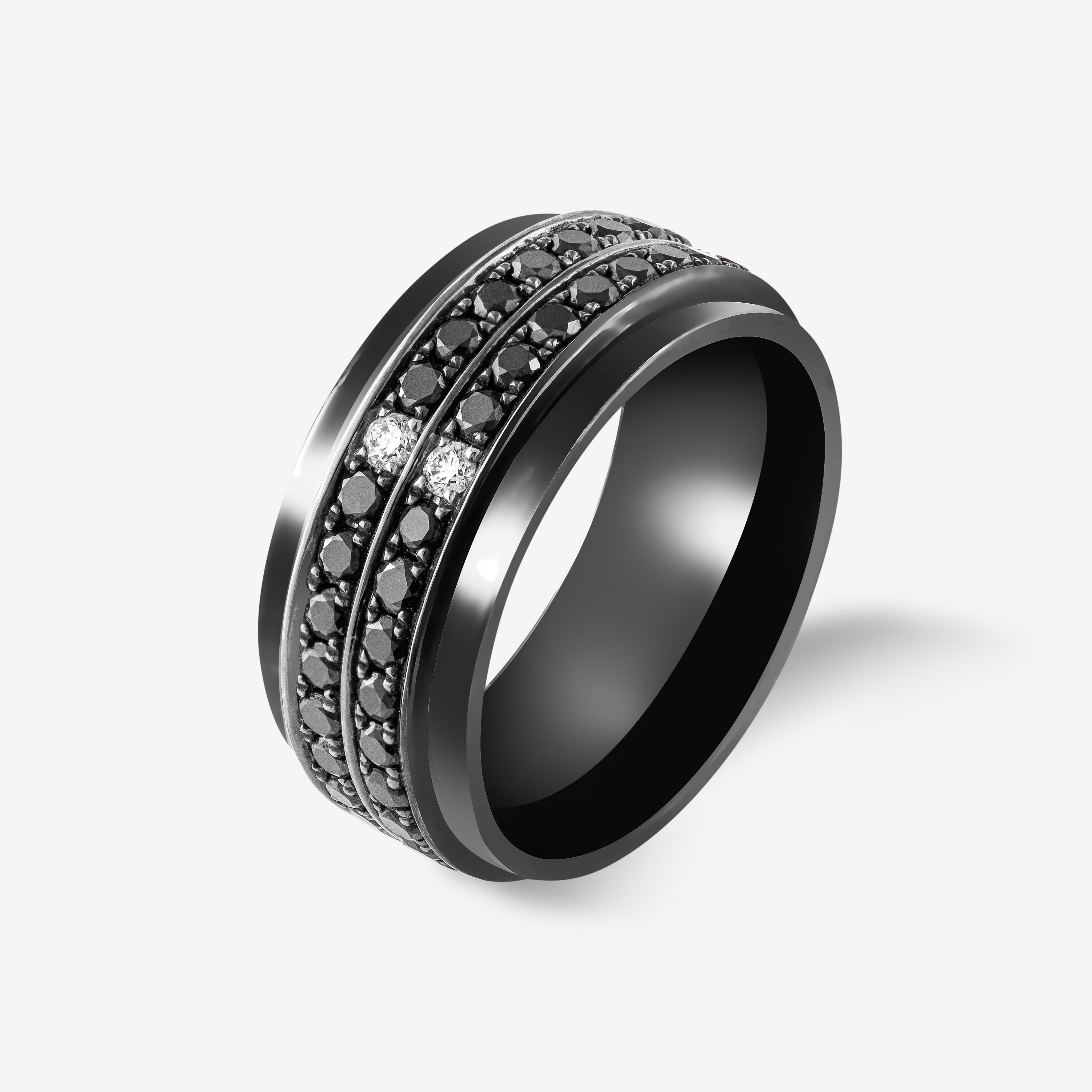 Full Eclipse Black Platinum Black & White Diamond Ring – LEEF