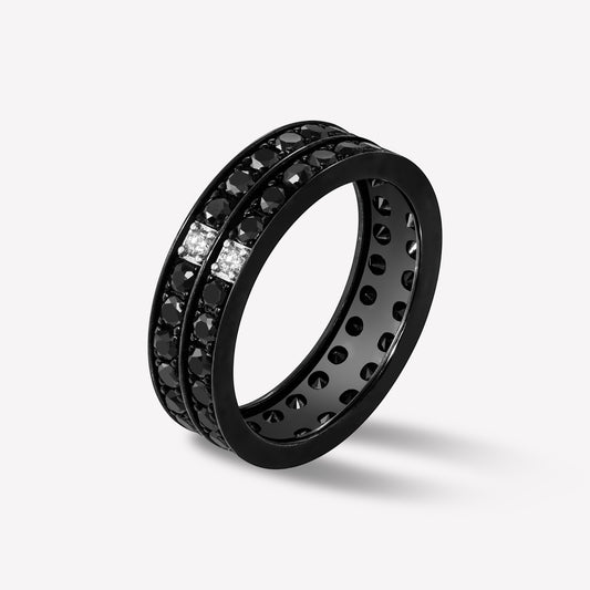 Eclipse Eternity Black Gold Black Diamond Ring
