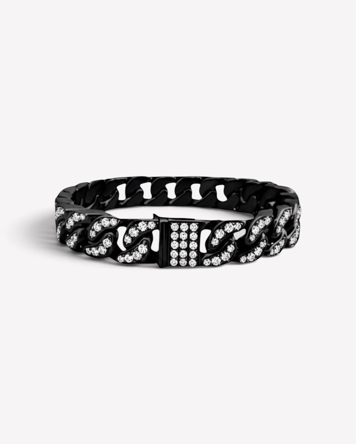 Black Titanium Full White Diamond Bracelet