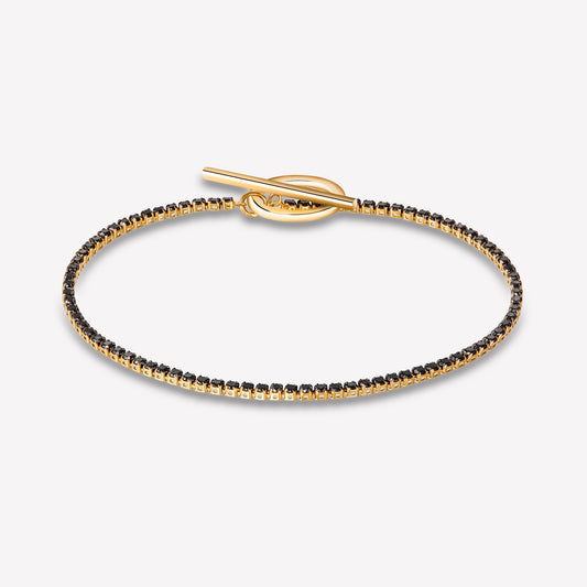 Lock 18K Yellow Gold Black Diamond Bracelet