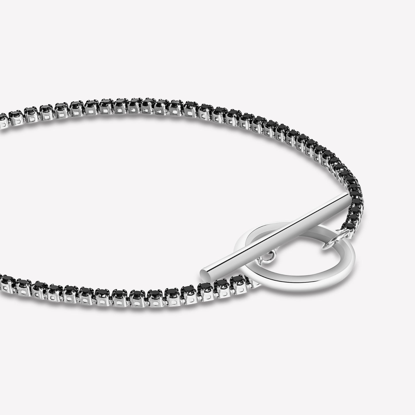 Lock 18K White Gold Black Diamond Bracelet