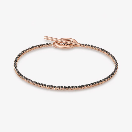 Lock 18K Rose Gold Black Diamond Bracelet