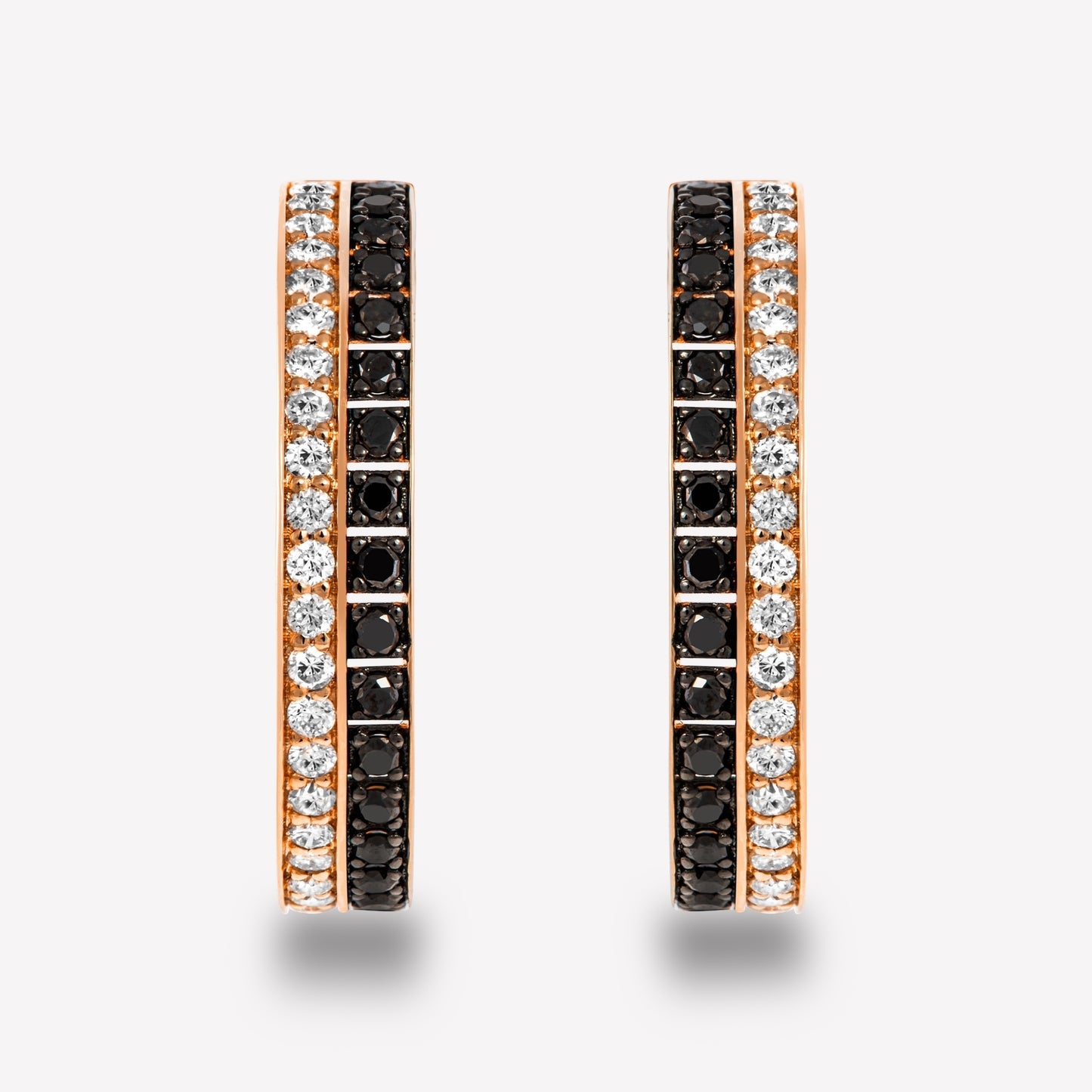 Halo Rose Gold Black & White Diamond Earrings