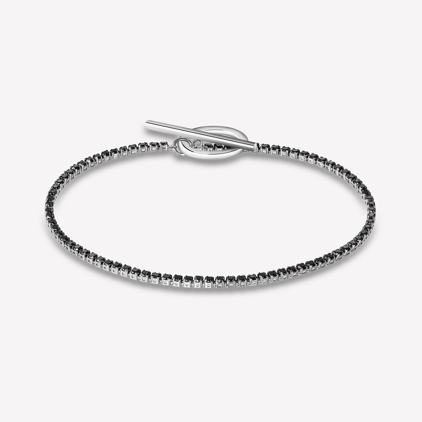 Lock 18K White Gold Black Diamond Bracelet