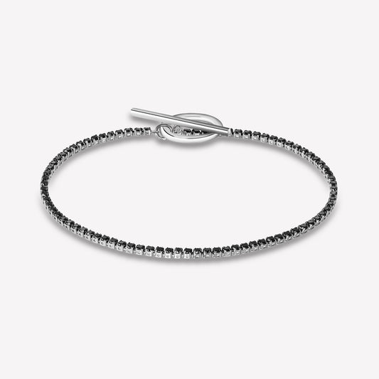 Lock 18K White Gold Black Diamond Bracelet