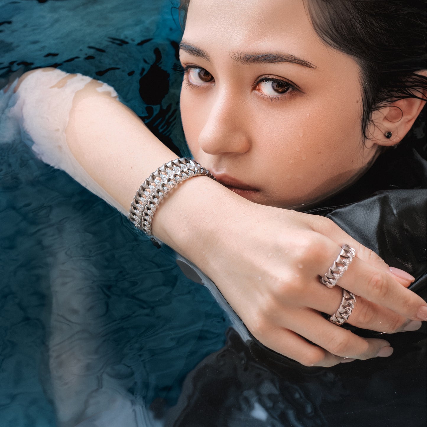 Shark Platinum & Titanium Diamond Deluxe Bangle