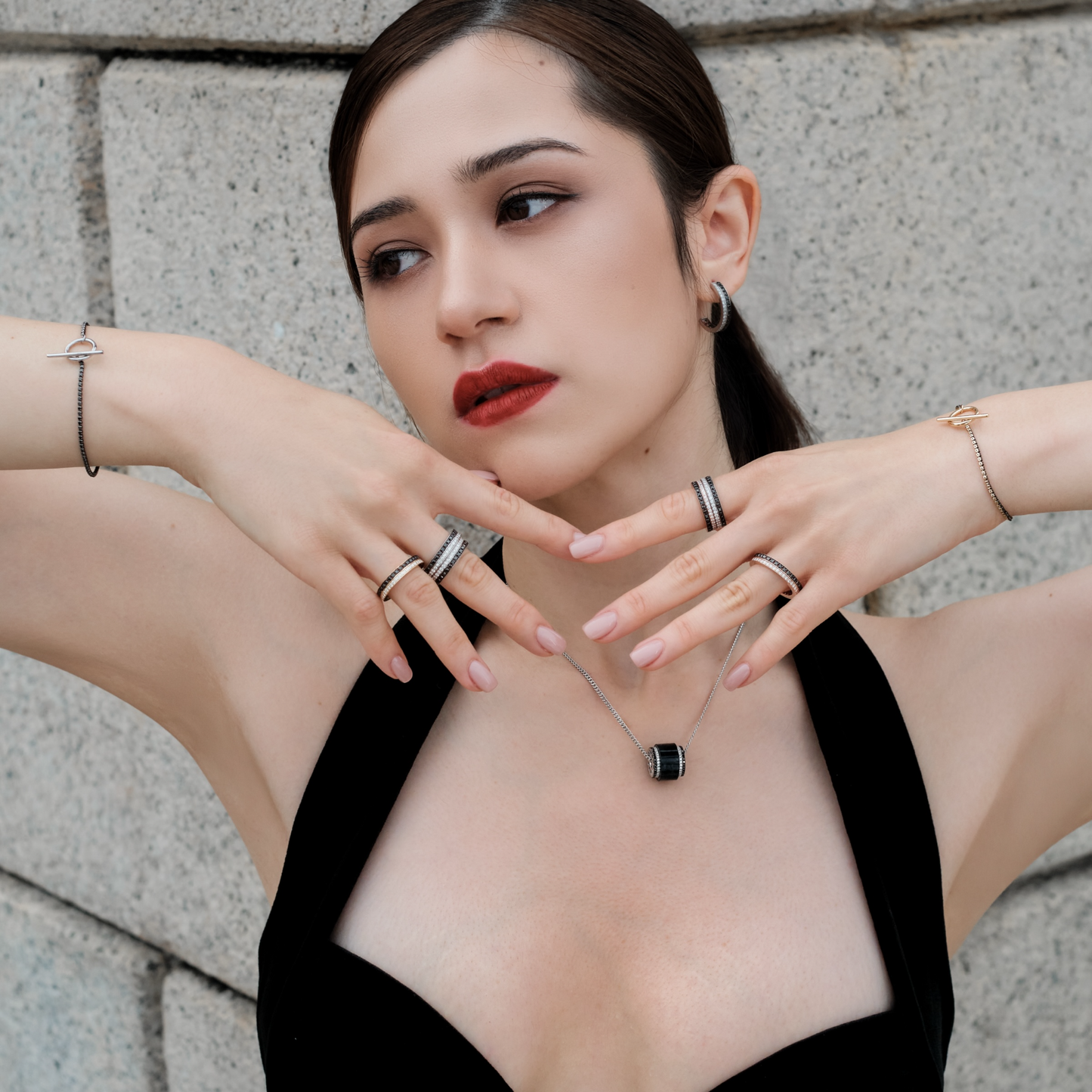 Halo 18K Yellow Gold Black & White Diamond Earrings