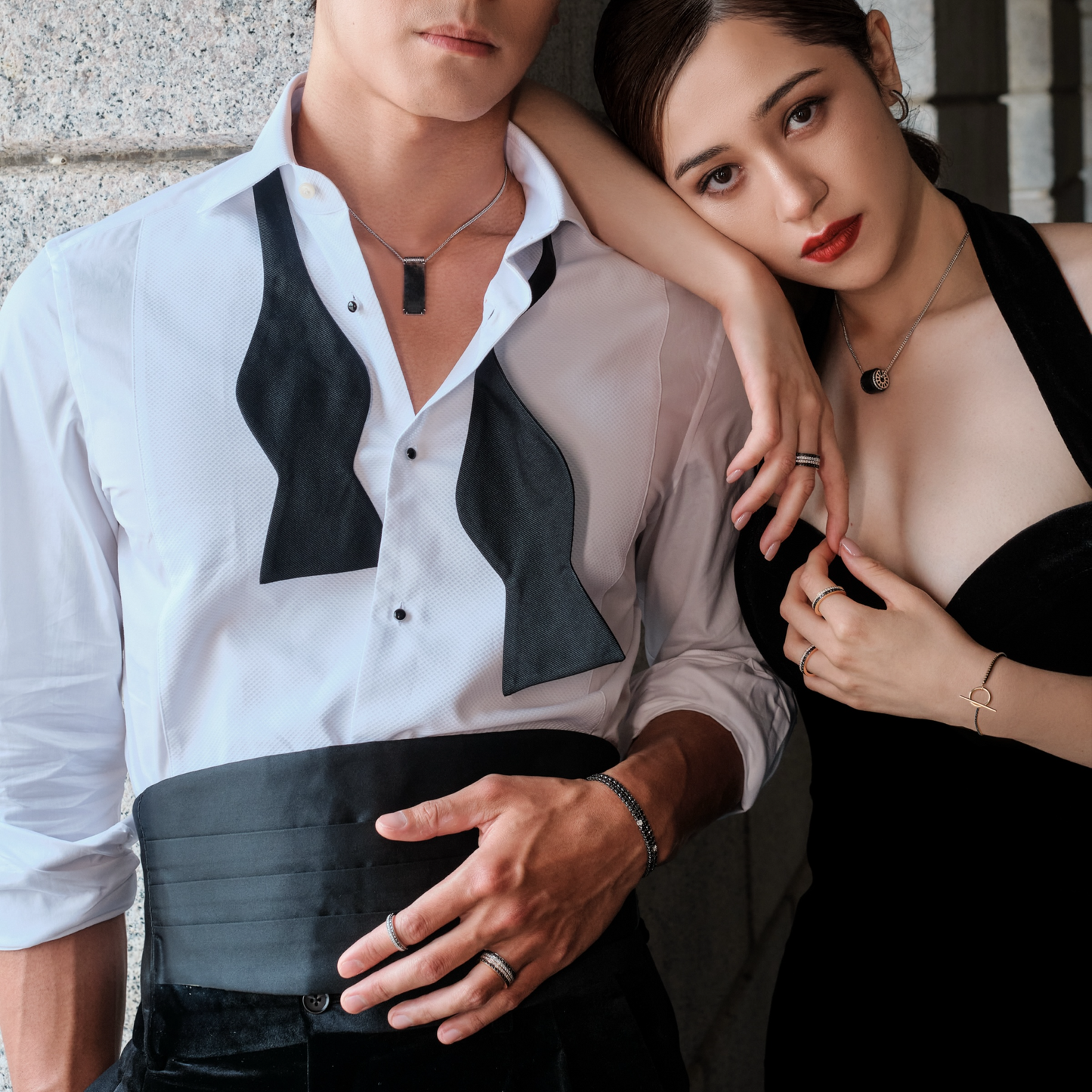 Halo 18K Rose Gold Black & White Diamond Earrings