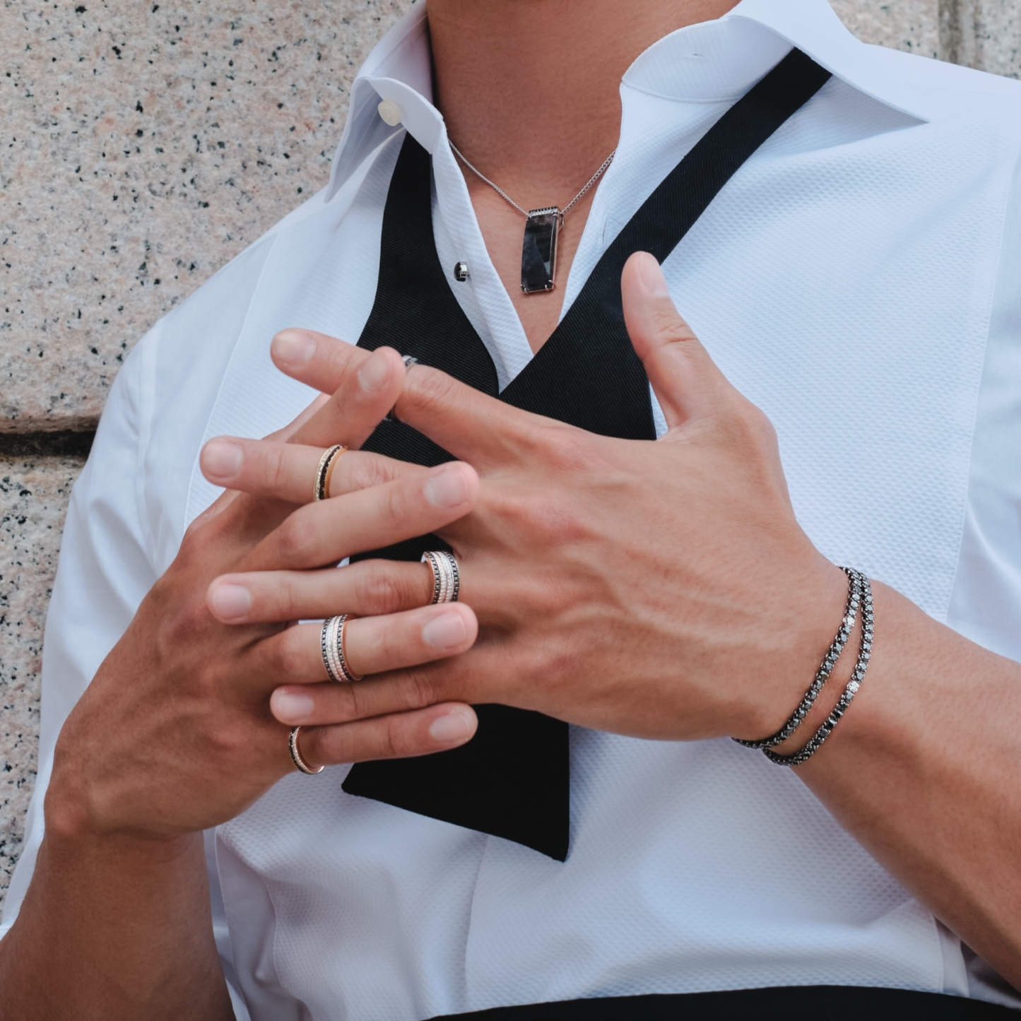 Halo Rose Gold Black & White Diamond Ring