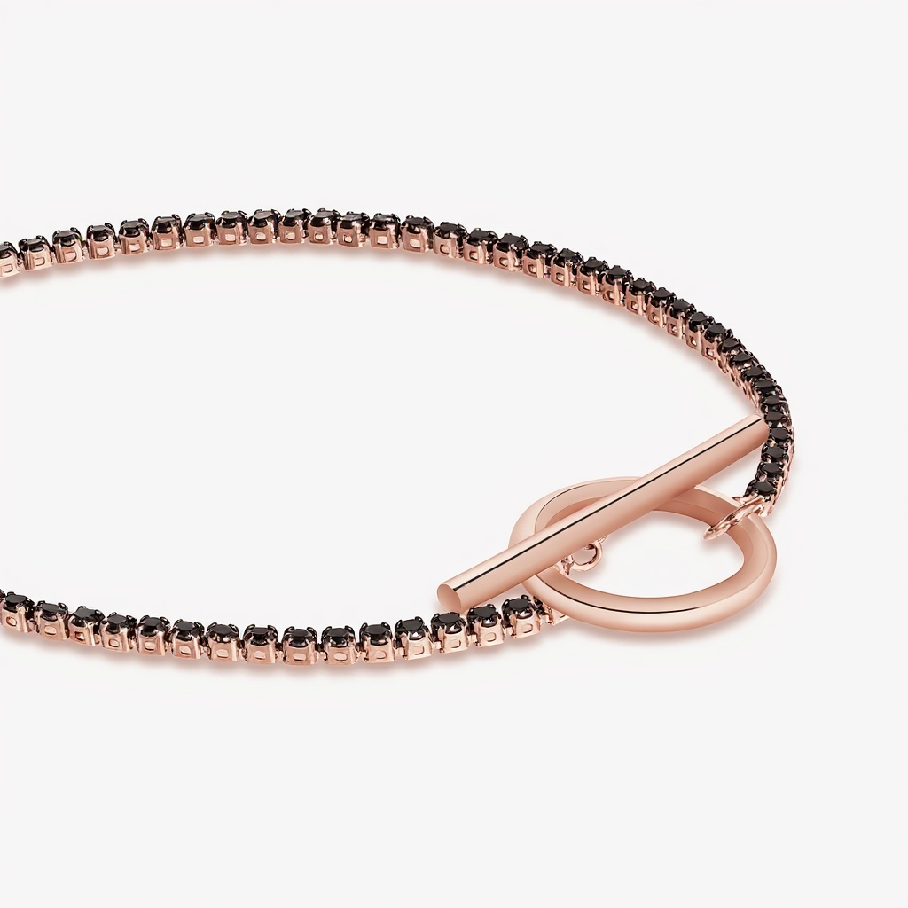Lock 18K Rose Gold Black Diamond Bracelet
