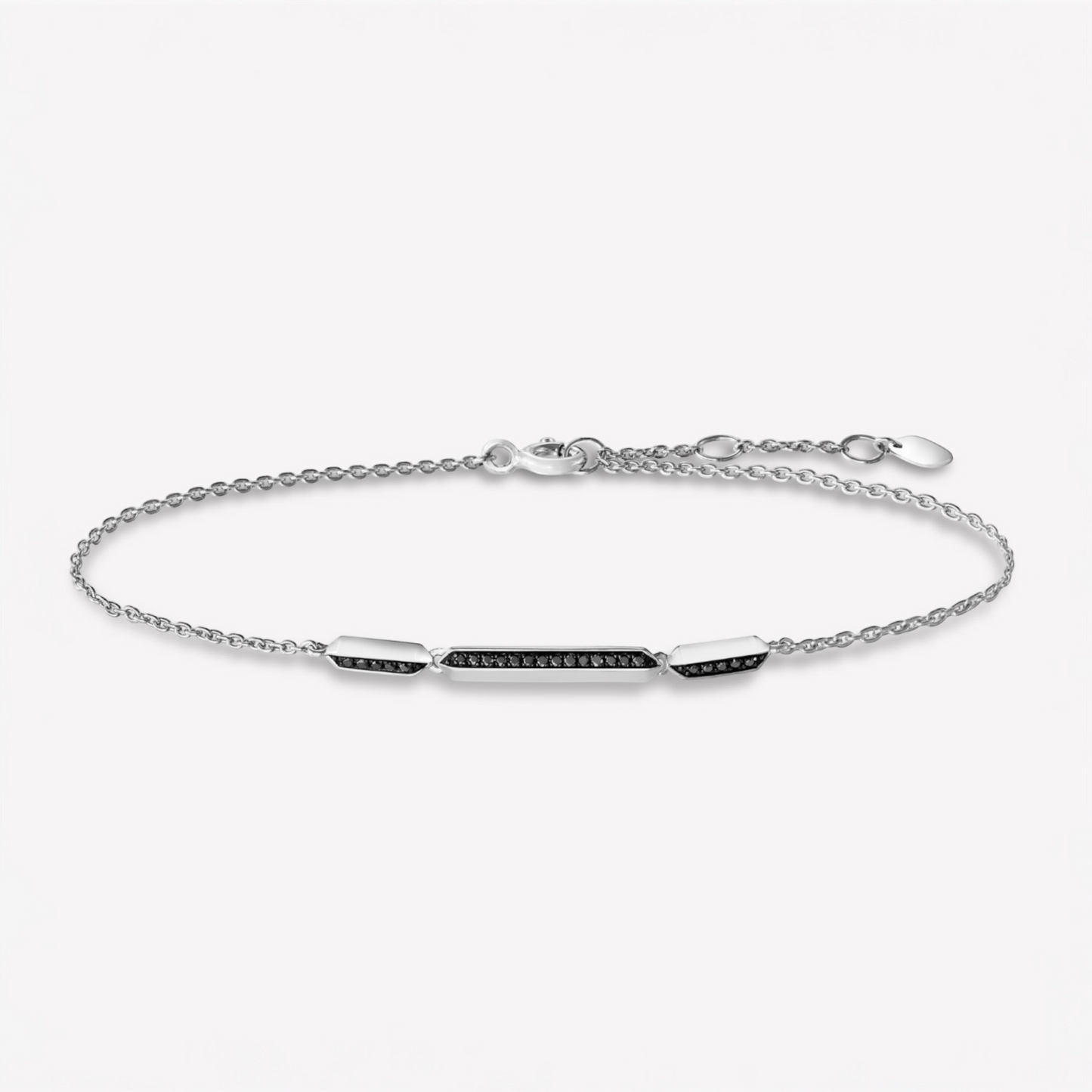 Hexagon 18K White Gold Black Diamond Bracelet